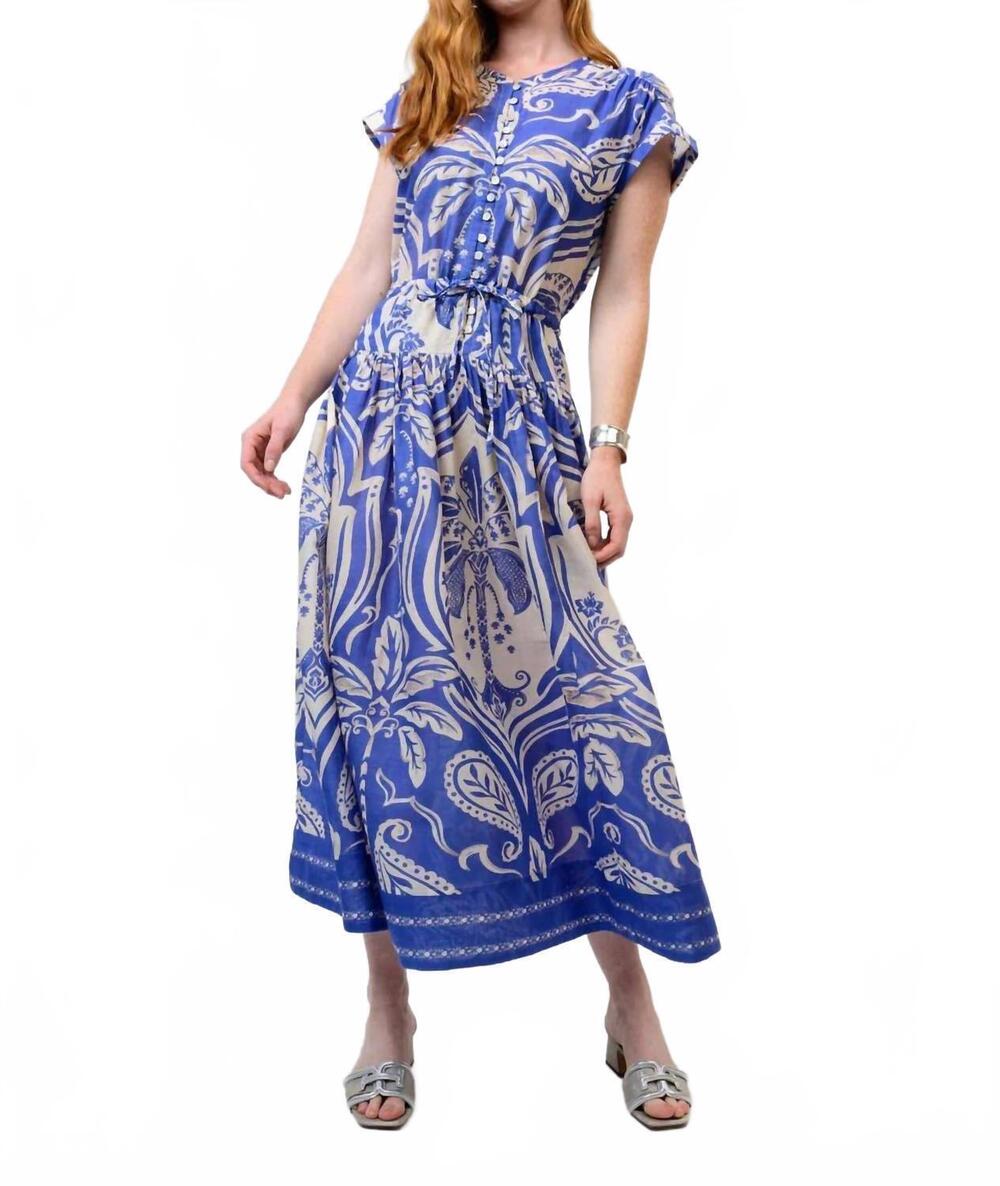 NEW IVY JANE women's royal palms dress in blue